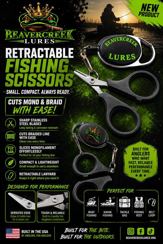 Mini fishing scissors with retractable lanyard